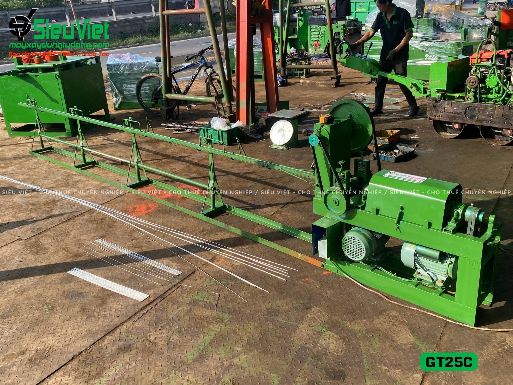Máy duỗi cắt sắt tự động GT25C, máng dài 4.5m (Điện 380V)