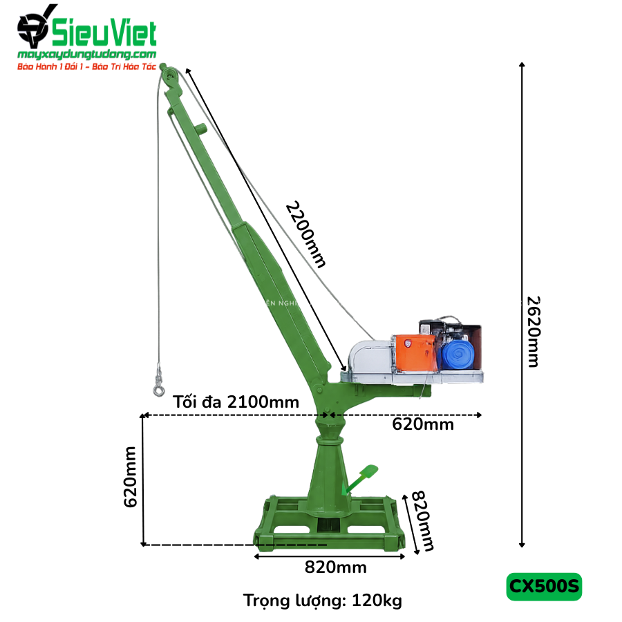 Cẩu xoay 360 độ CX500S - Không động cơ