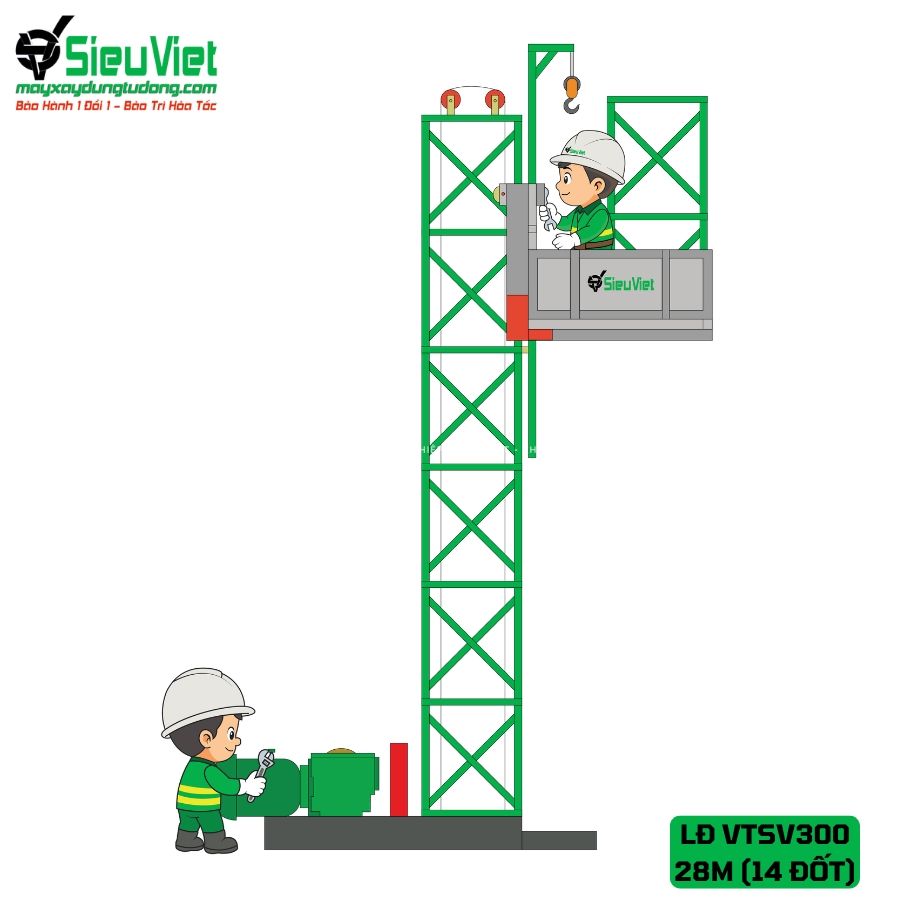 PHÍ LẮP ĐẶT VẬN THĂNG VTSV300 CAO 28M (14 ĐỐT)