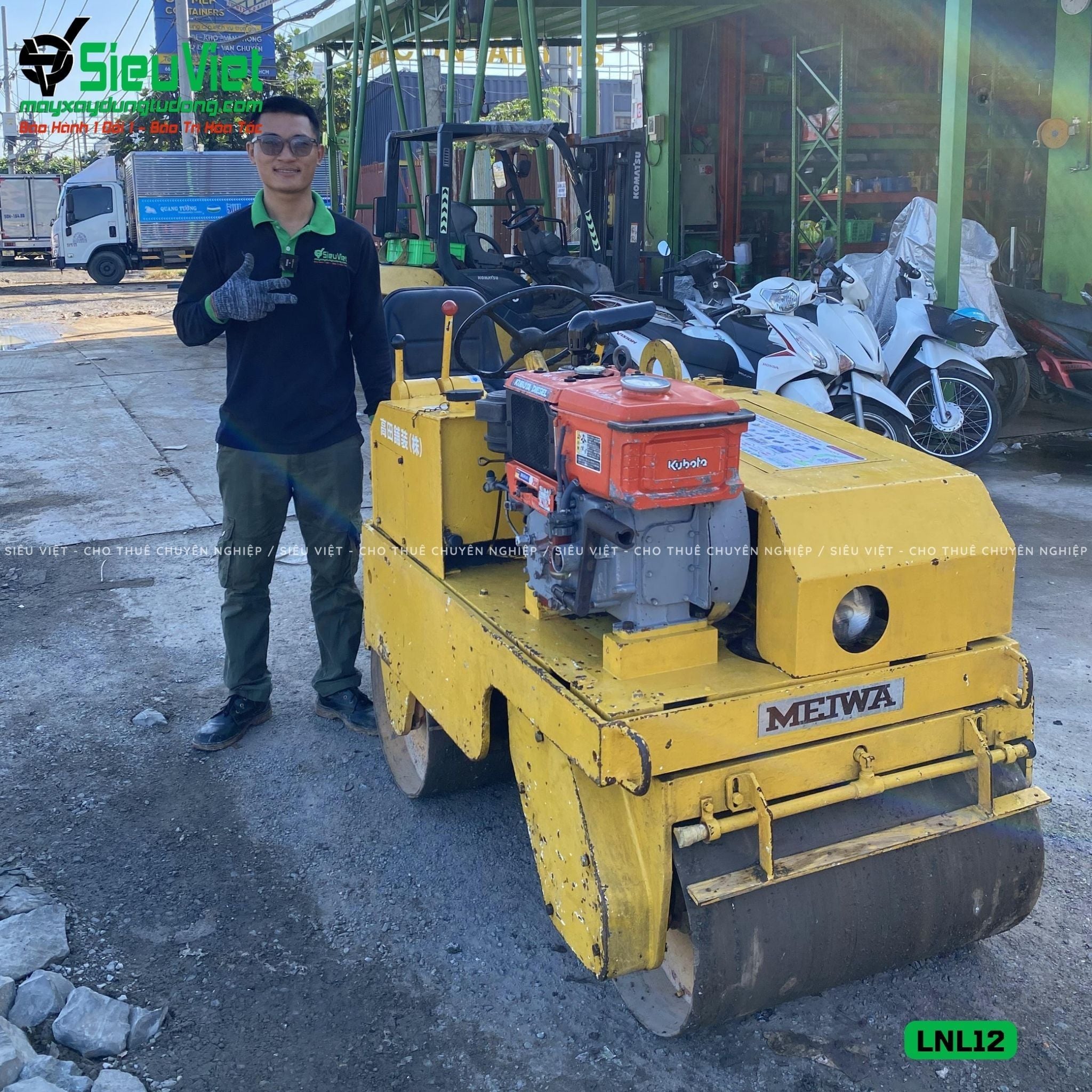 Thuê Ngày Xe lu rung nhỏ 1-1.2 tấn Nhật Bản - LNL12