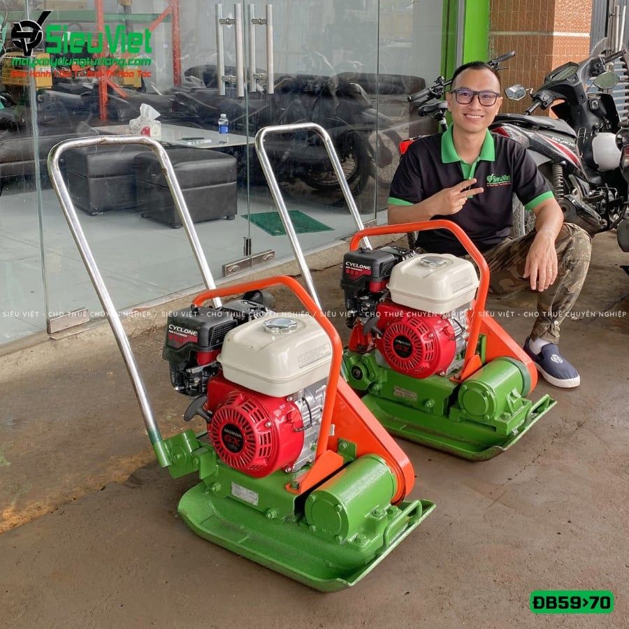 (Cũ) Máy đầm bàn 59>70Kg DB6 Nhật Bản (Động cơ Honda GX160 mới 100%)
