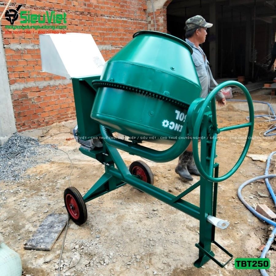 Máy trộn bê tông 250L TBT250 (Chưa mô tơ) - Điện 220V, Dân dụng