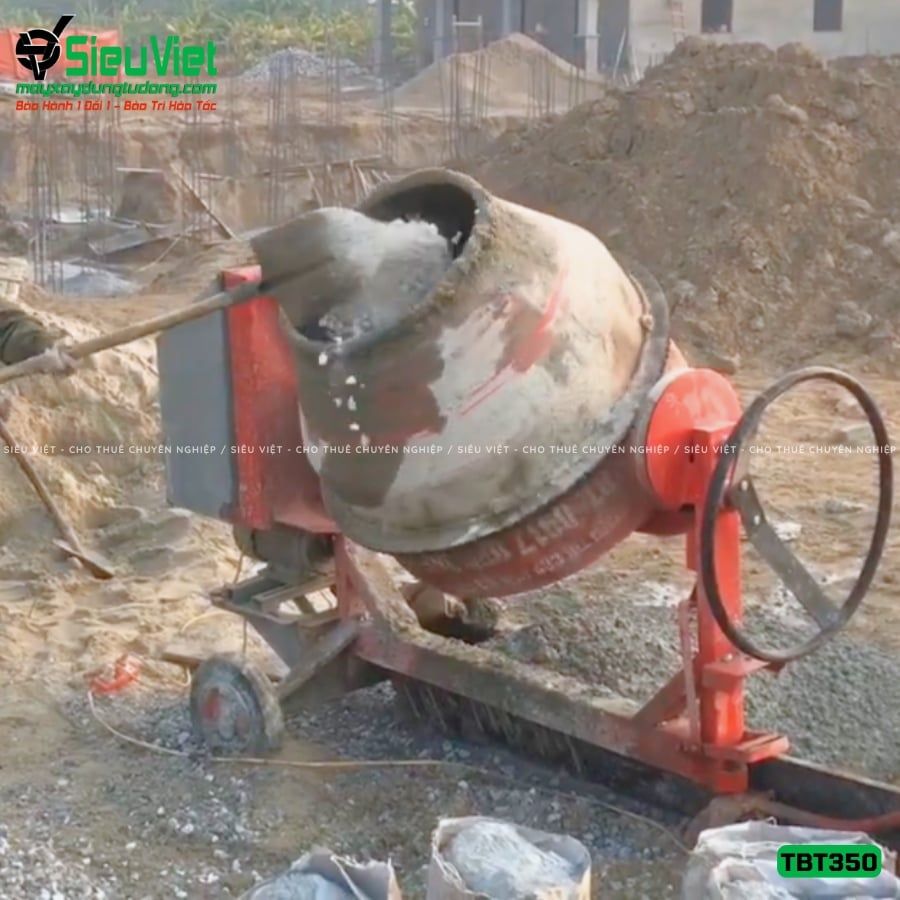 Máy trộn bê tông 350L TBT350 (Chưa mô tơ) - Điện 220V, Dân dụng