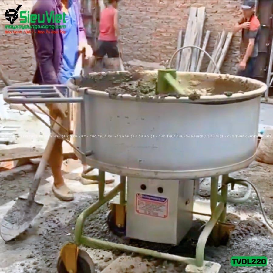 Máy trộn bê tông 220L TVDL220 (Có mô tơ) - Điện 220V, Dân dụng