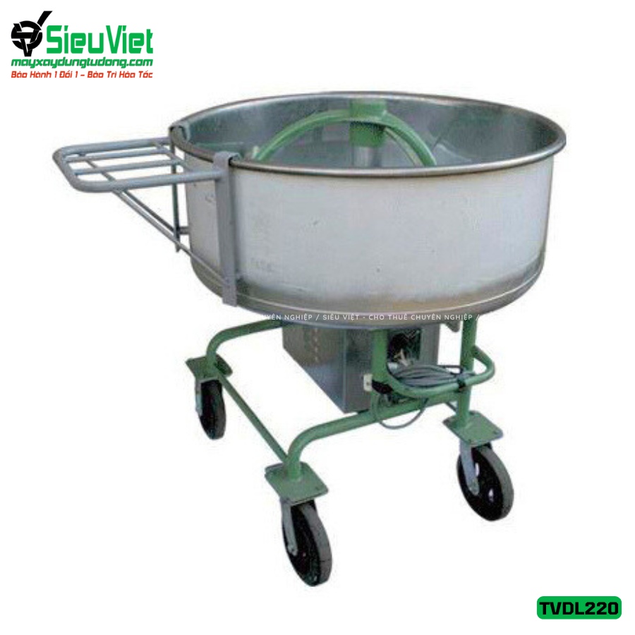 Máy trộn bê tông 220L TVDL220 (Có mô tơ) - Điện 220V, Dân dụng