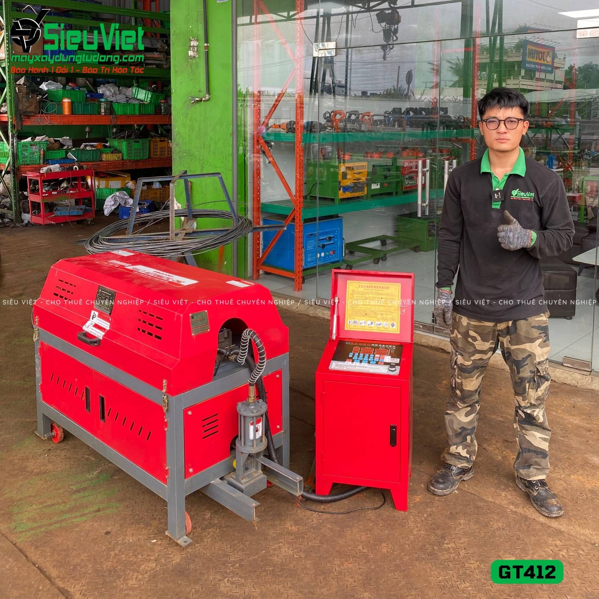 Thuê Ngày Máy duỗi cắt sắt tự động phi 5-10 GT412 - Điện 380V, 3 pha