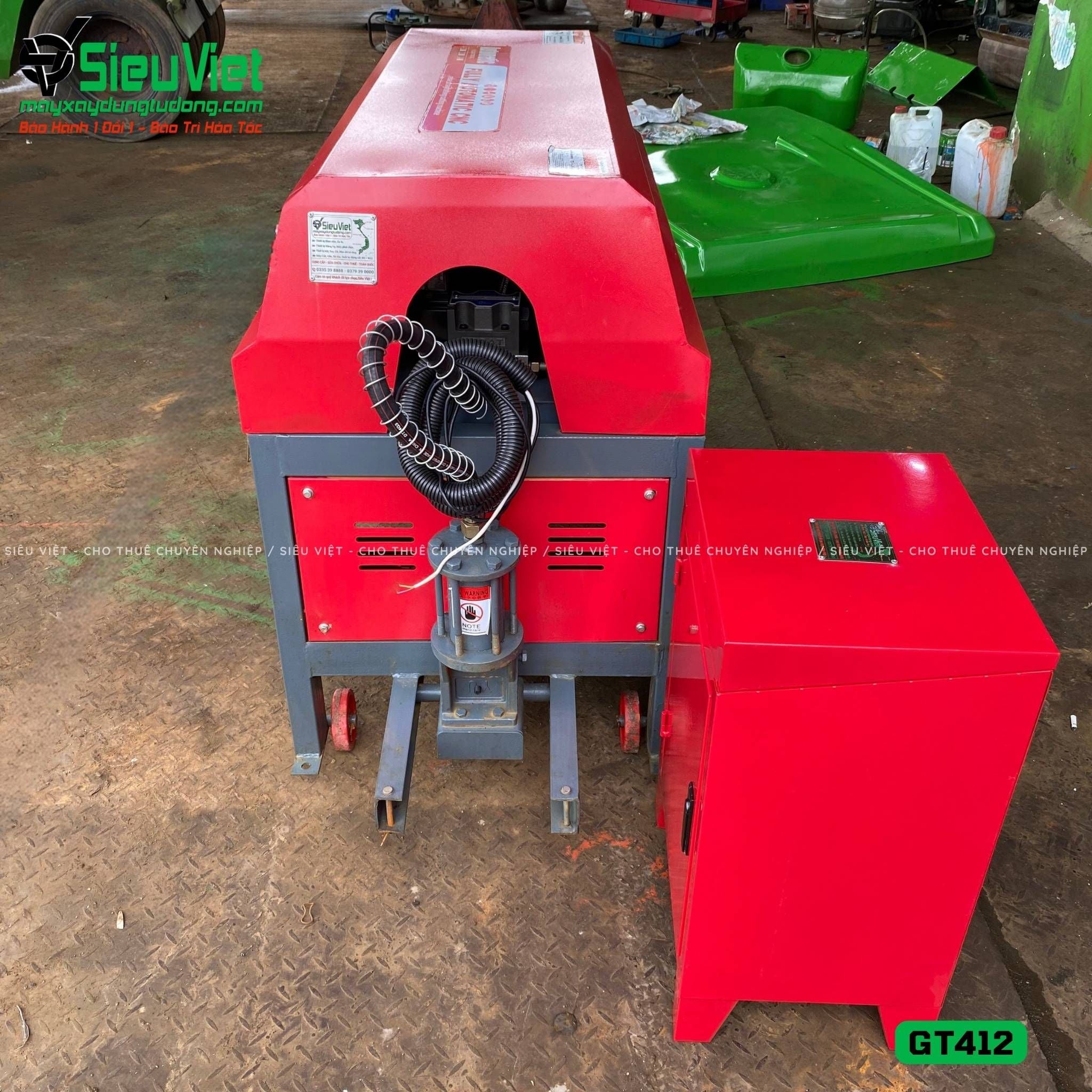 Thuê Tháng Máy duỗi cắt sắt tự động phi 5>10mm GT412 - Điện 380V