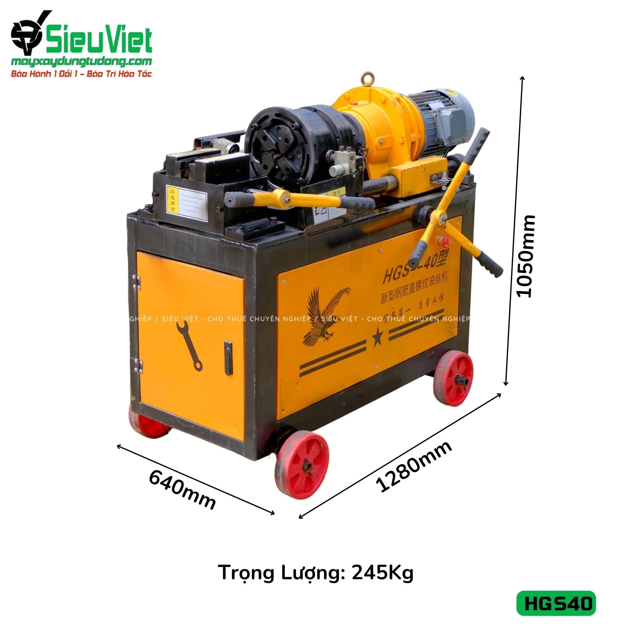 Máy tiện ren HGS40 Trung Quốc - Điện 380V, 3 Pha