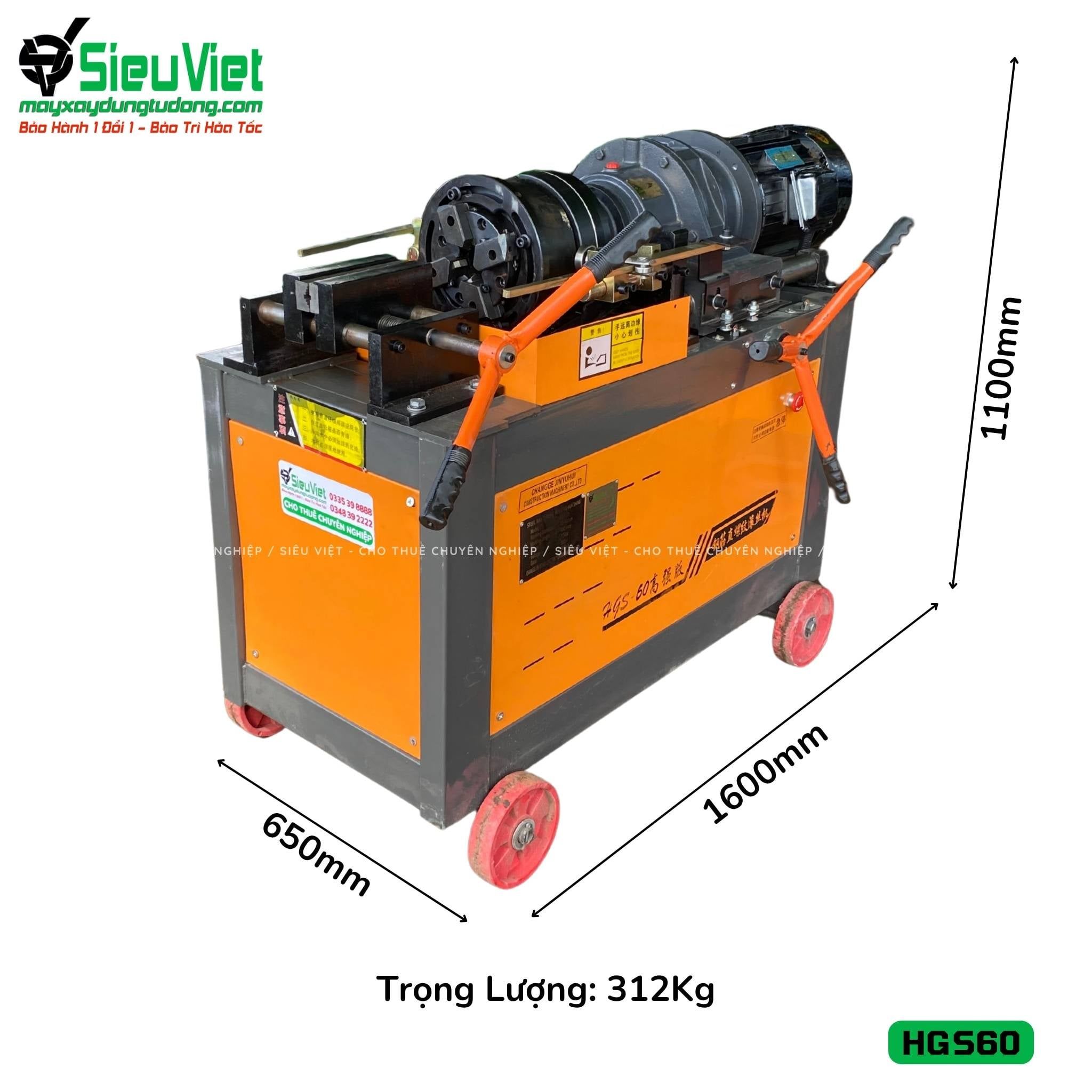 Máy tiện ren HGS60 Trung Quốc - Điện 380V, 3 Pha