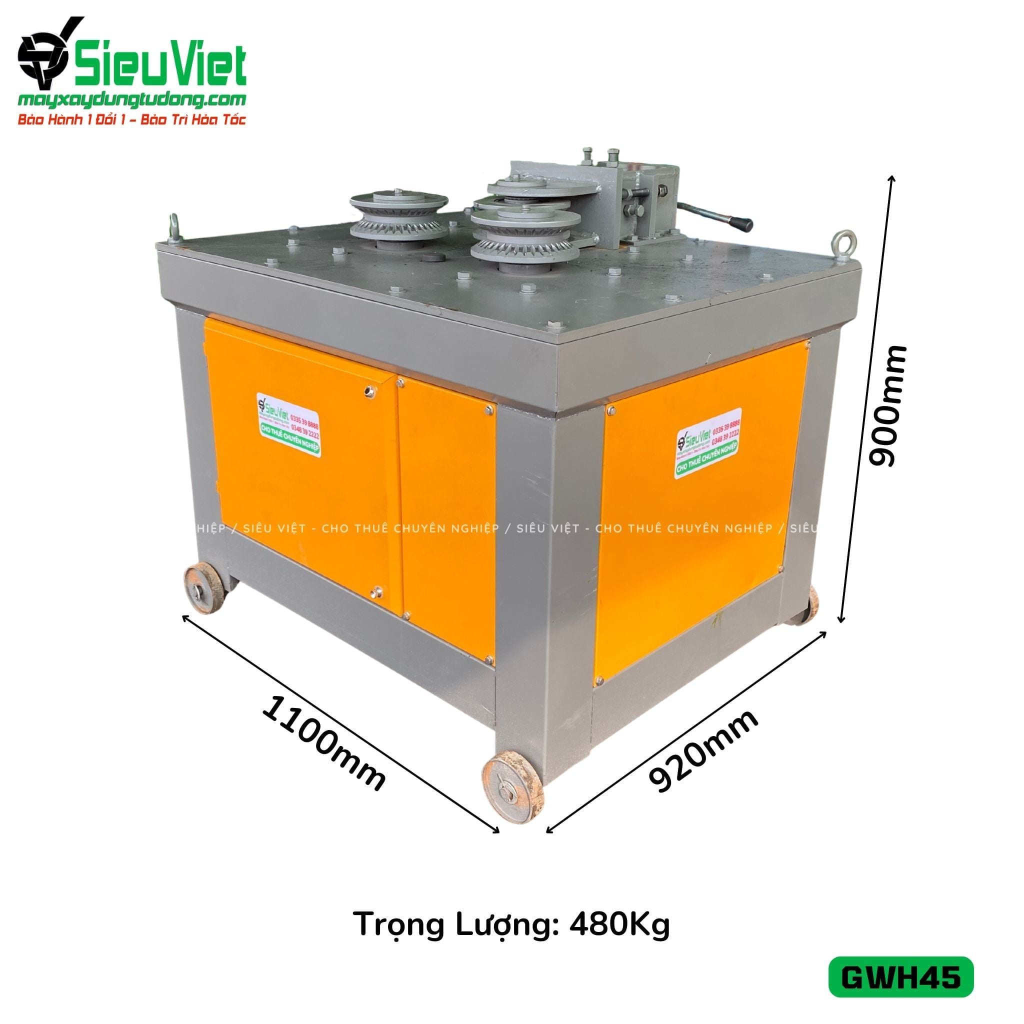 Máy uốn tròn sắt xây dựng phi 16-40 GWH45 - Điện 380v, 3 Pha