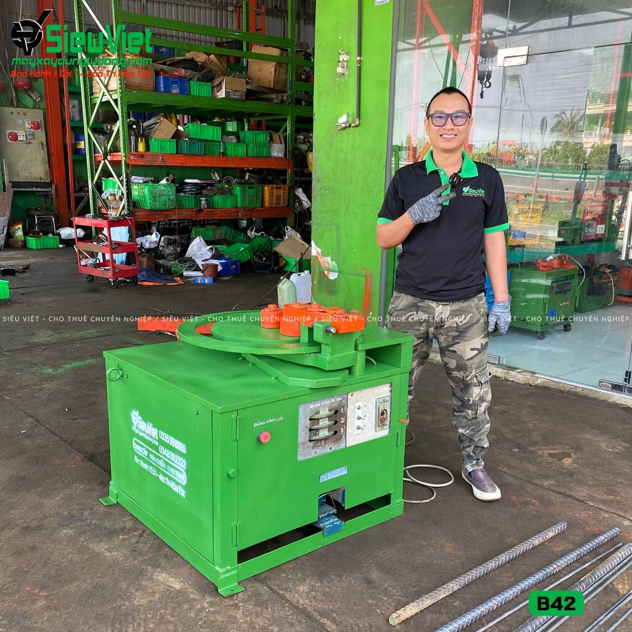 Thuê Tháng Máy uốn sắt phi 10-32 B42 - Điện 380V, 3 Pha