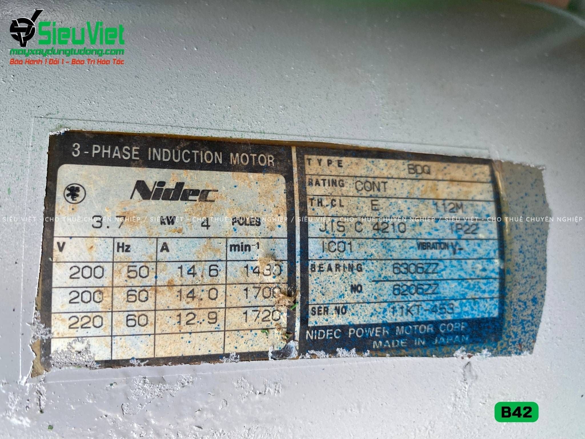 Thuê Tháng Máy uốn sắt phi 10-32 B42 - Điện 380V, 3 Pha
