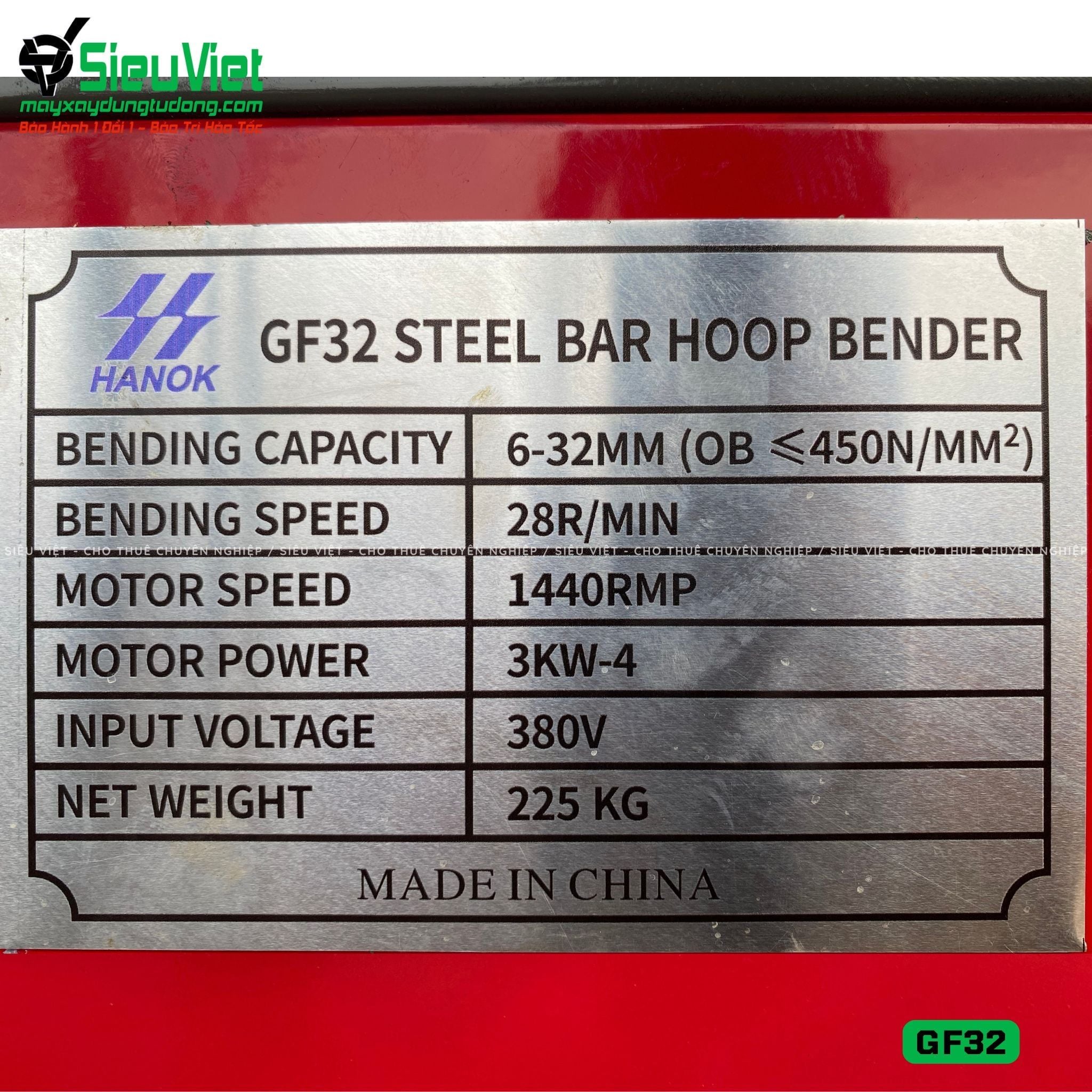 Máy uốn sắt GF32 Trung Quốc - Điện 380V, 3 Pha