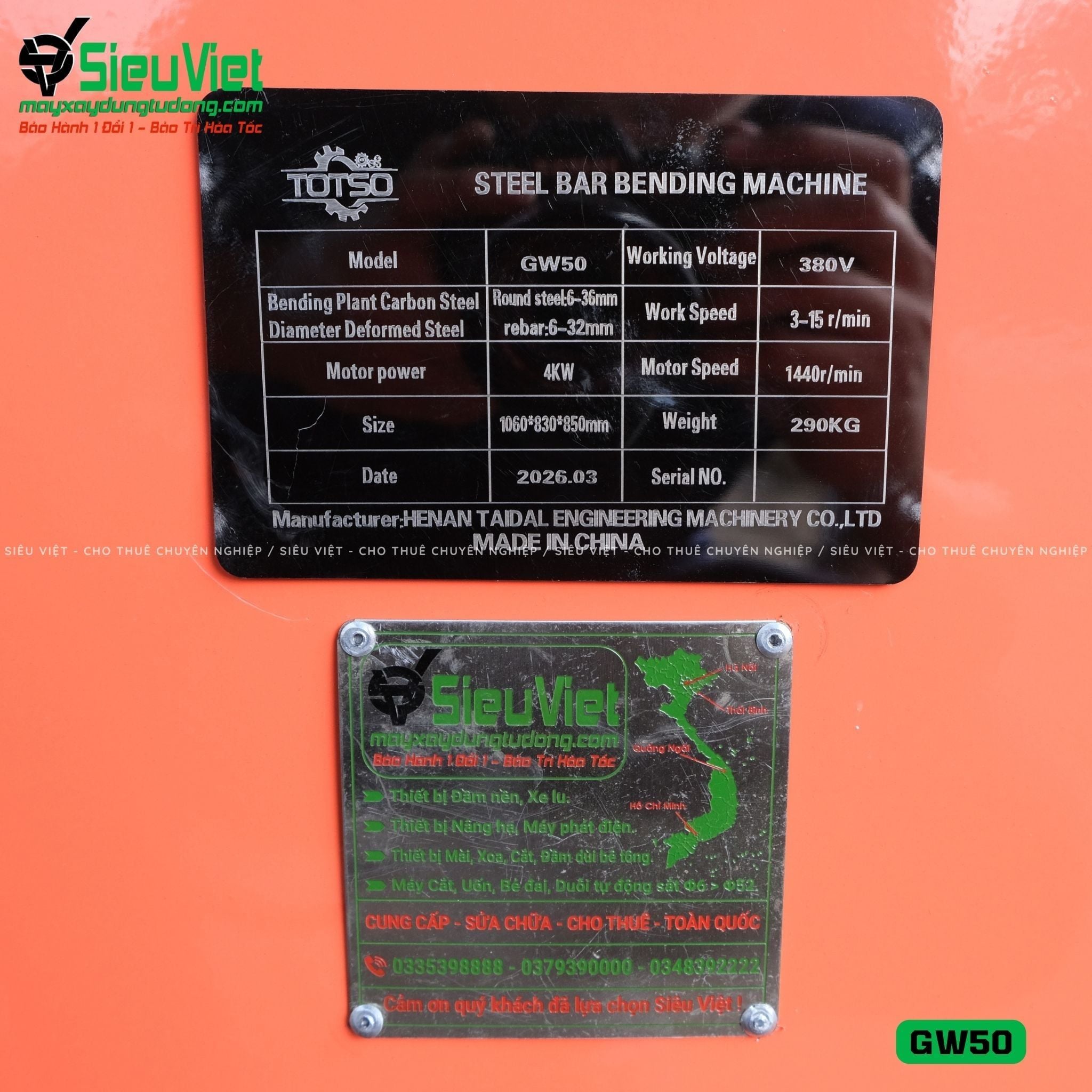 Máy uốn sắt GW50 Trung Quốc - Điện 380V, 3 Pha