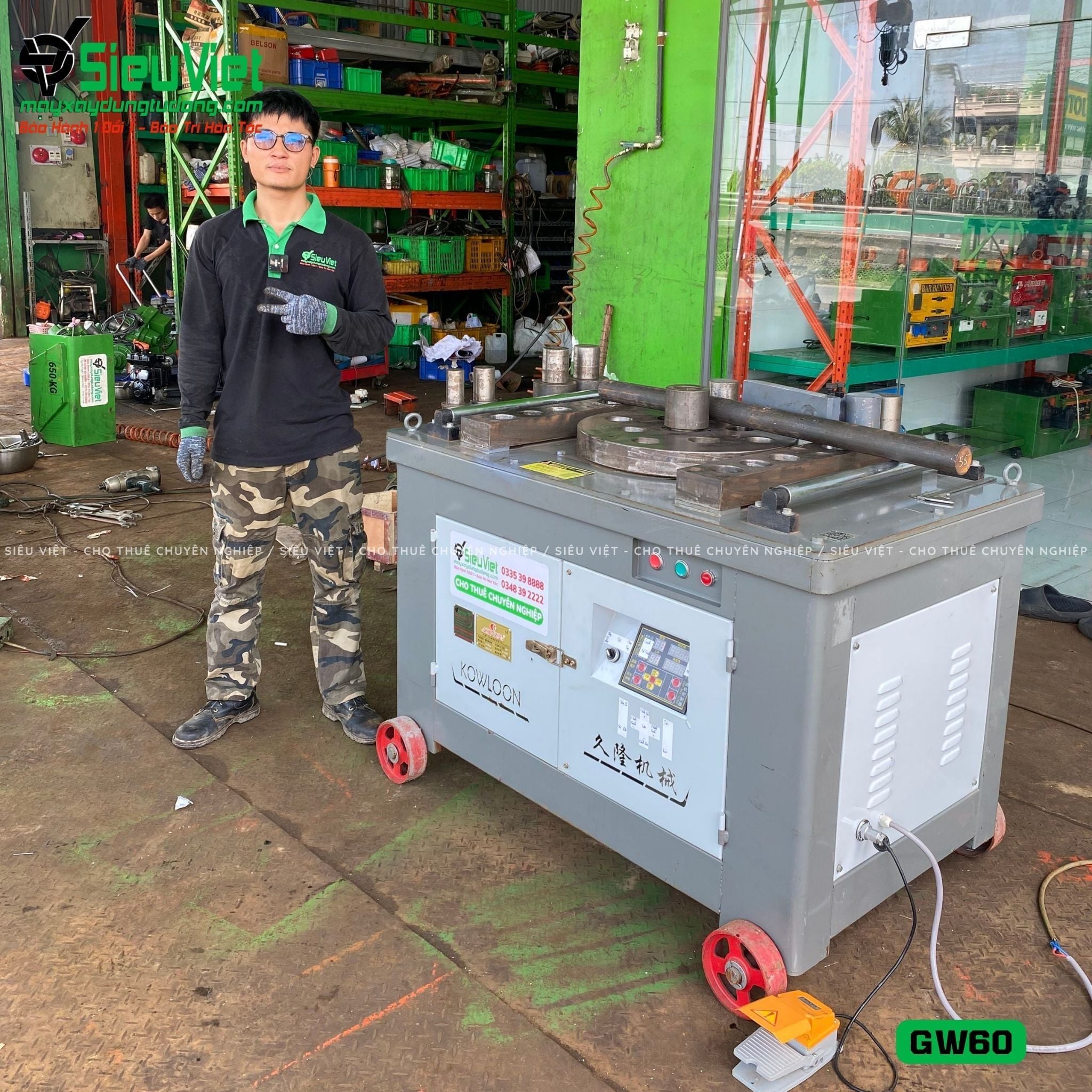 Máy uốn thép GW60 Kowloon Trung Quốc - Điện 380V, 3 Pha