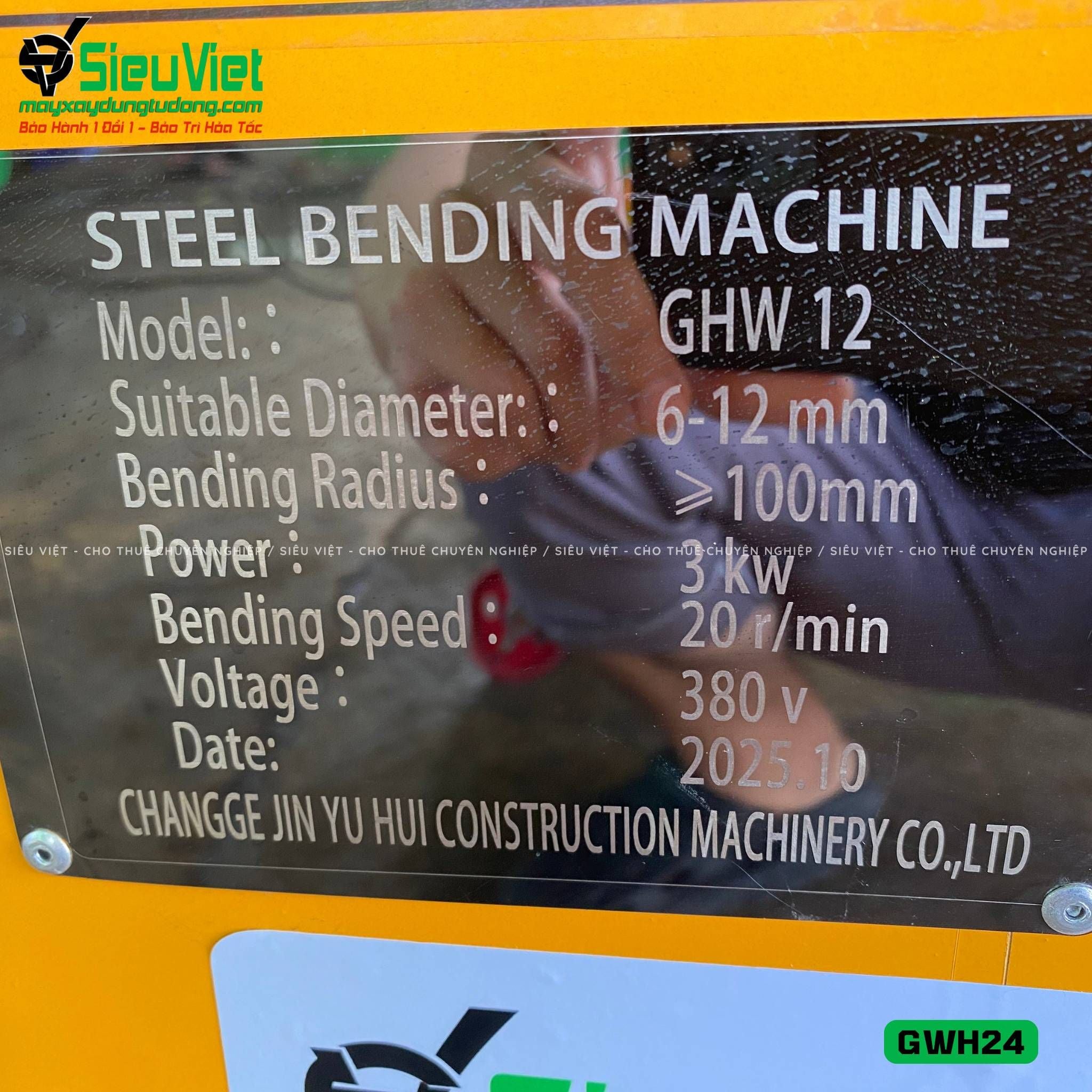 Máy uốn vòng tròn sắt xây dựng GWH1024 - Điện 380v, 3 Pha