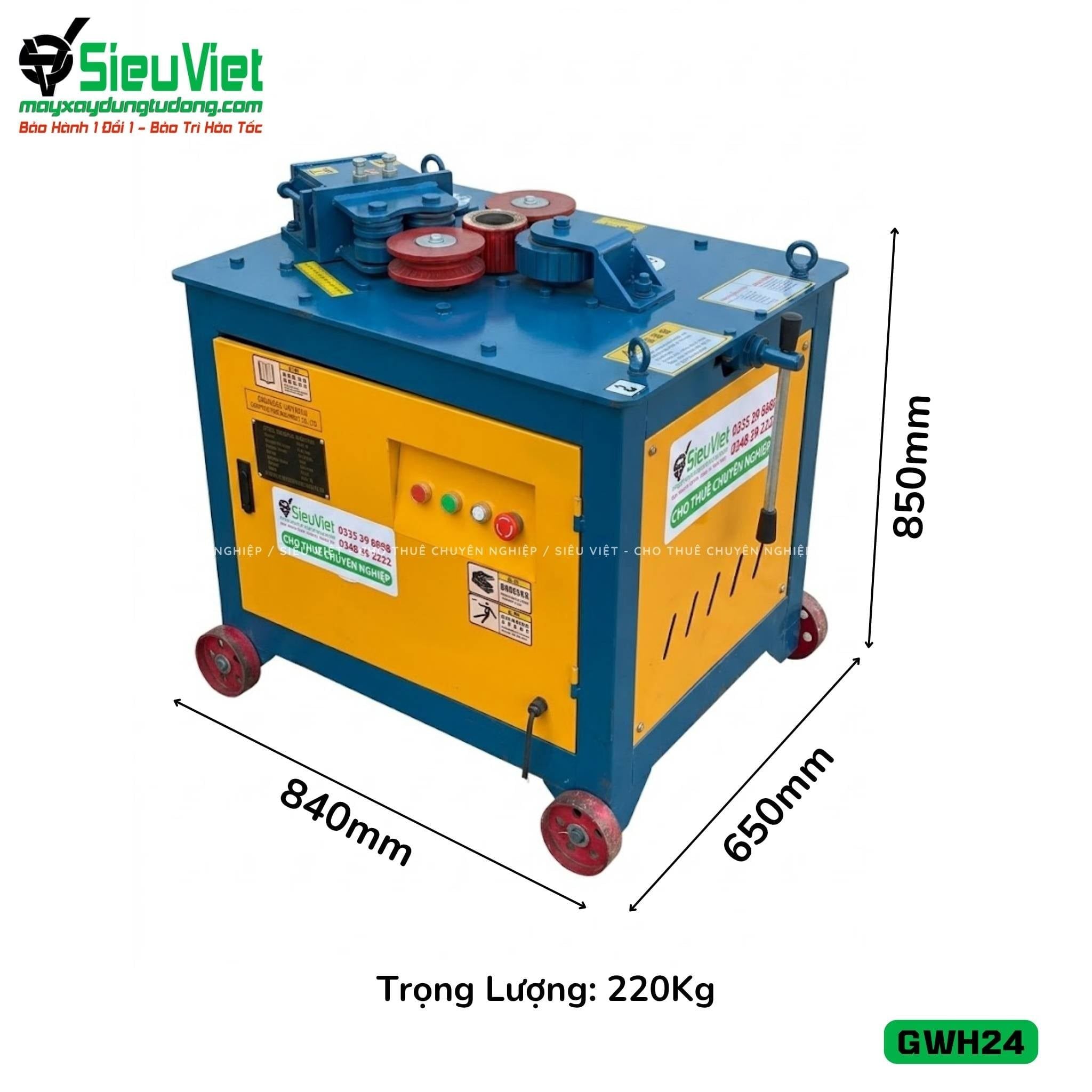 Máy uốn vòng tròn sắt xây dựng GWH1024 - Điện 380v, 3 Pha