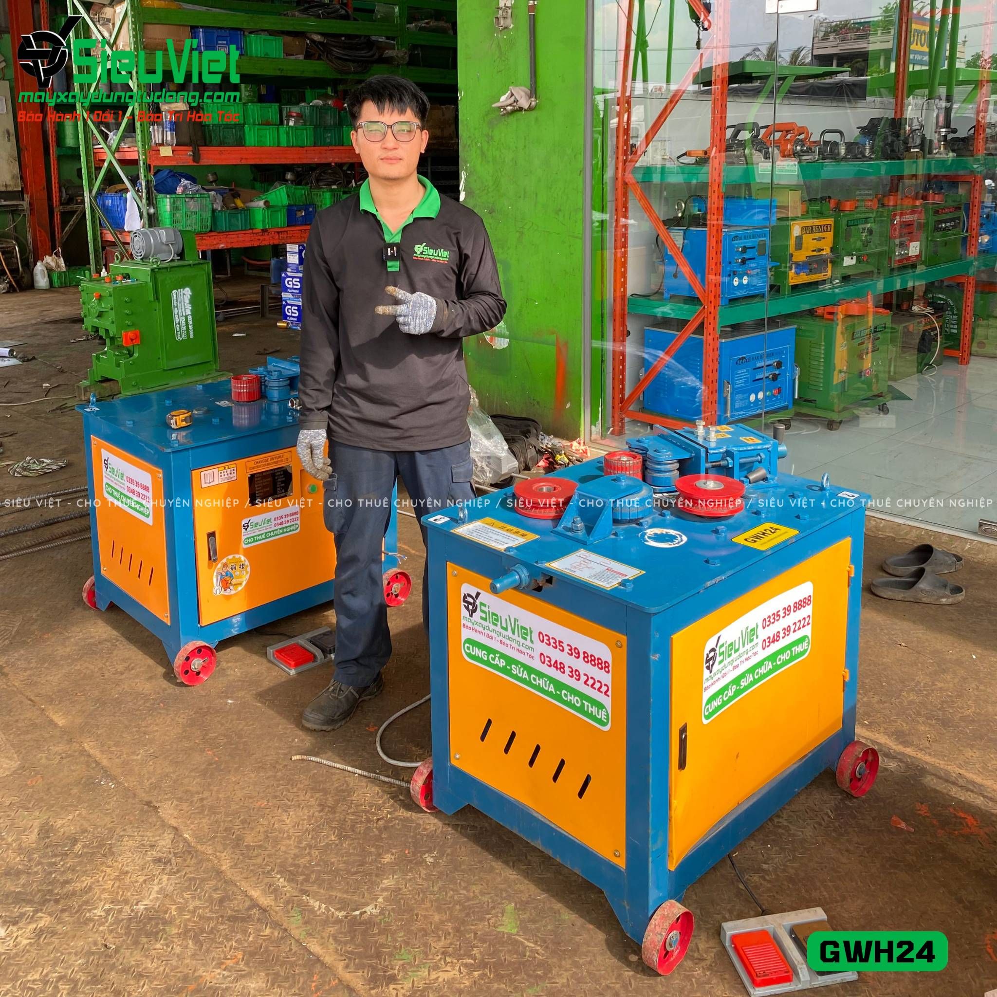 Máy uốn vòng tròn sắt xây dựng GWH1024 - Điện 380v, 3 Pha
