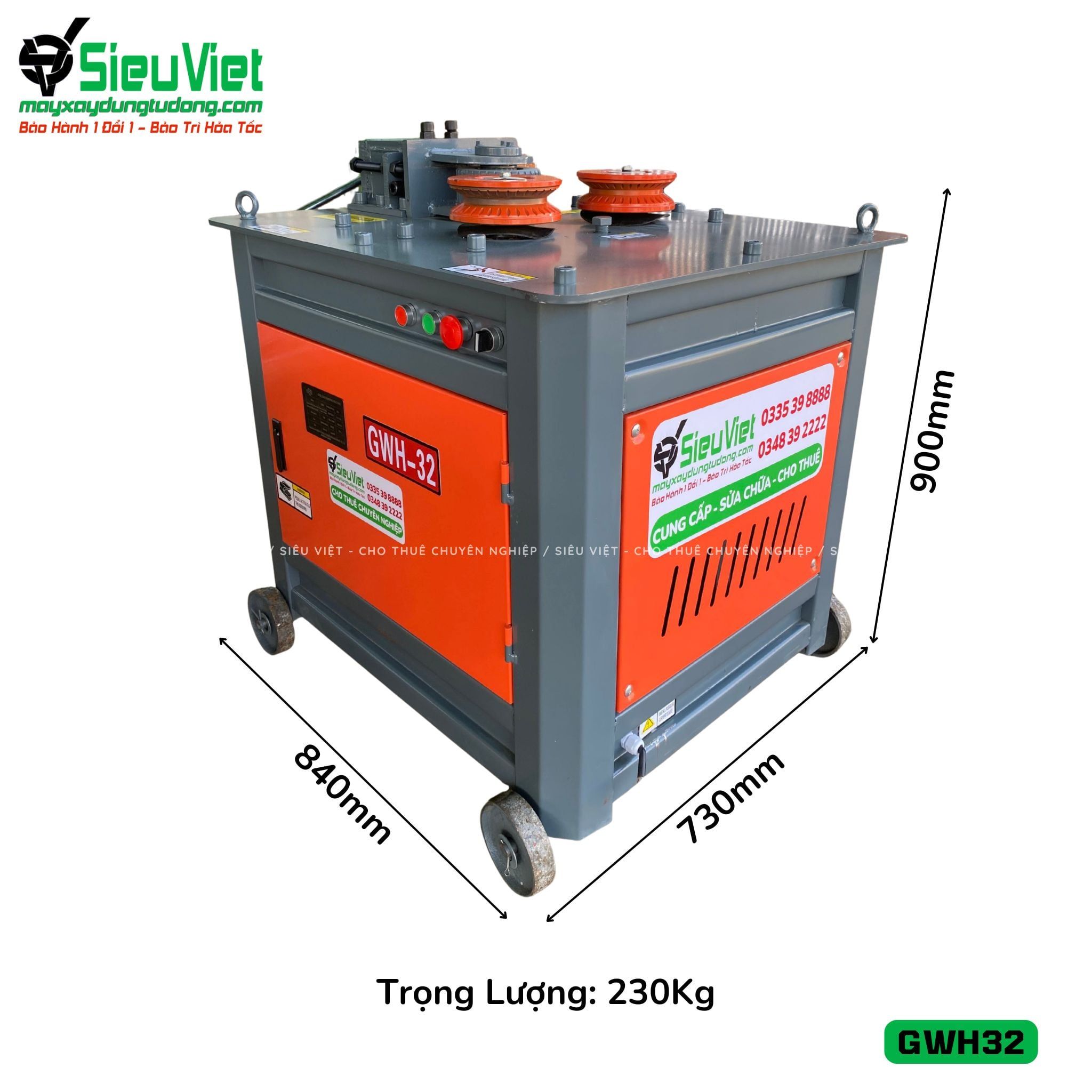 Máy uốn tròn sắt xây dựng phi 10-25 GWH32 - Điện 380v, 3 Pha