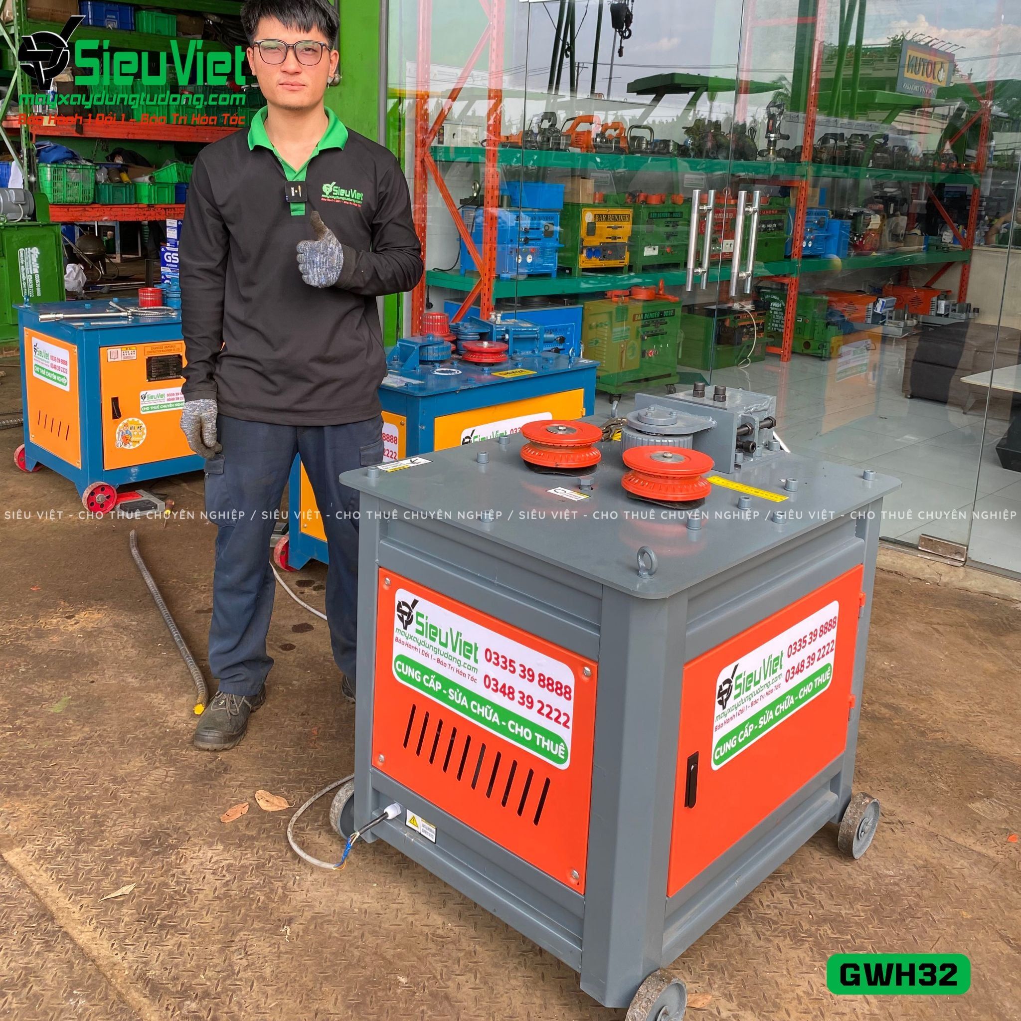 Máy uốn tròn sắt xây dựng phi 10-25 GWH32 - Điện 380v, 3 Pha