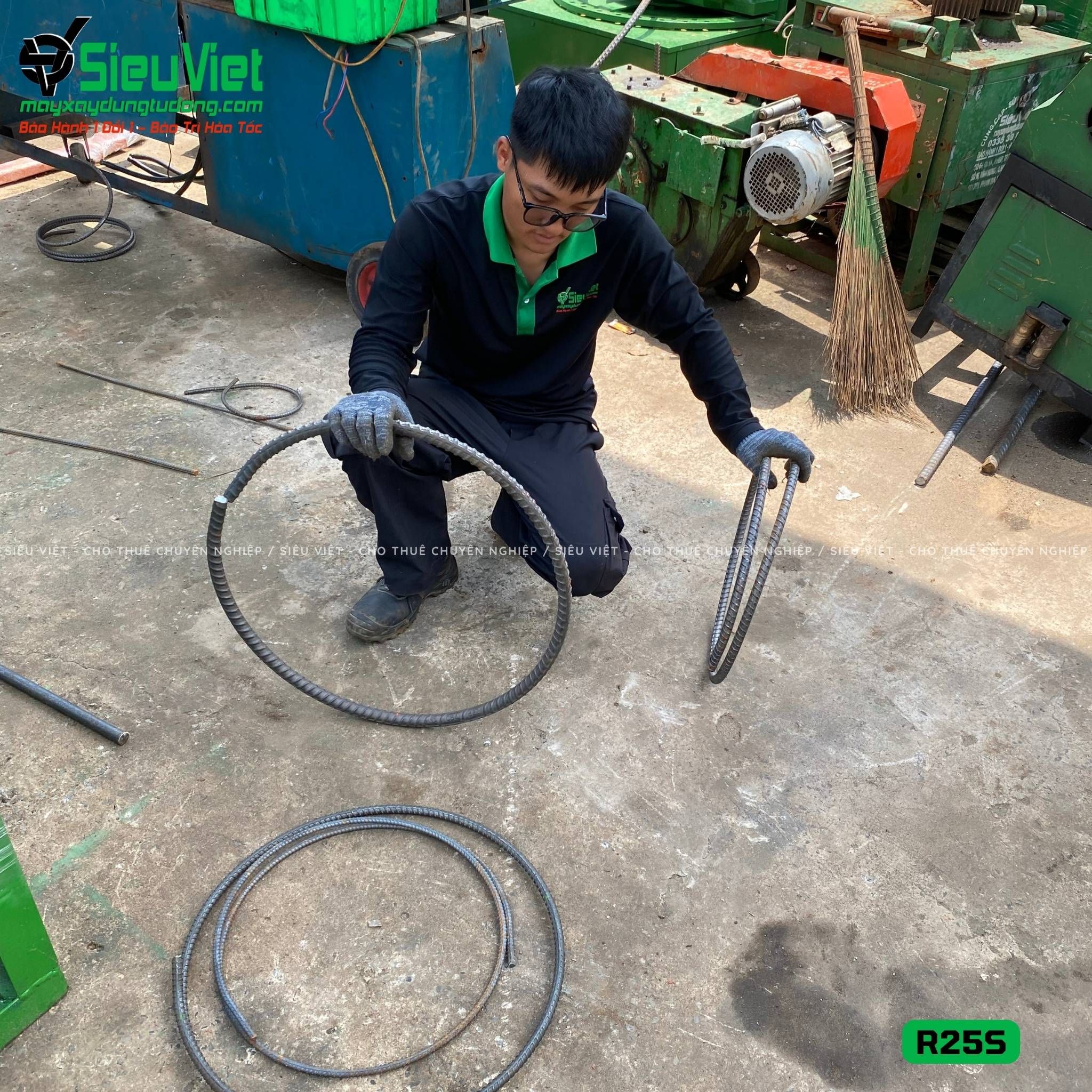 Máy uốn đai tròn phi 10-22mm R25S Việt Nam - Điện 380v, 3 Pha