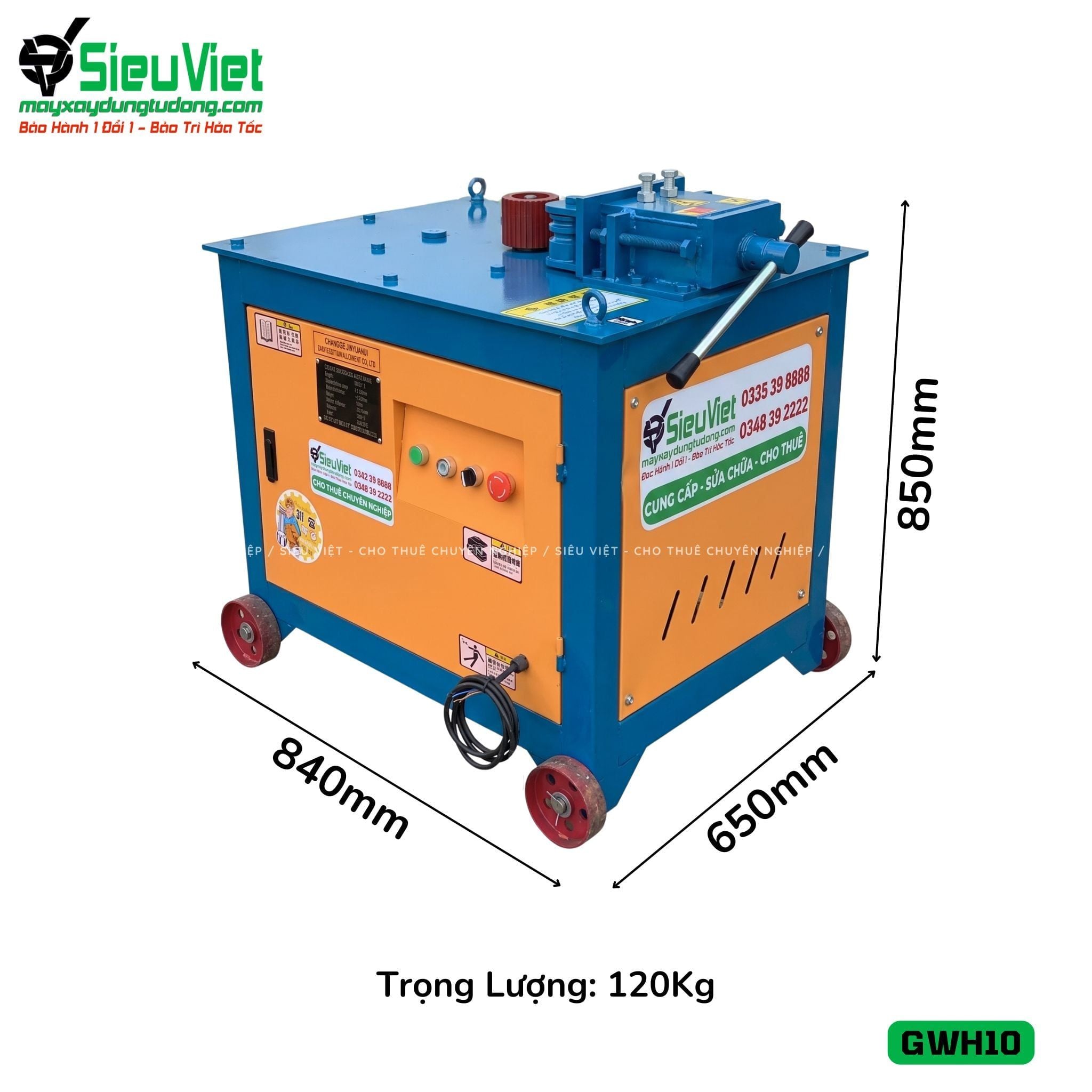 Máy uốn tròn sắt xây dựng phi 6-10 GWH10 - Điện 380V, 3 Pha