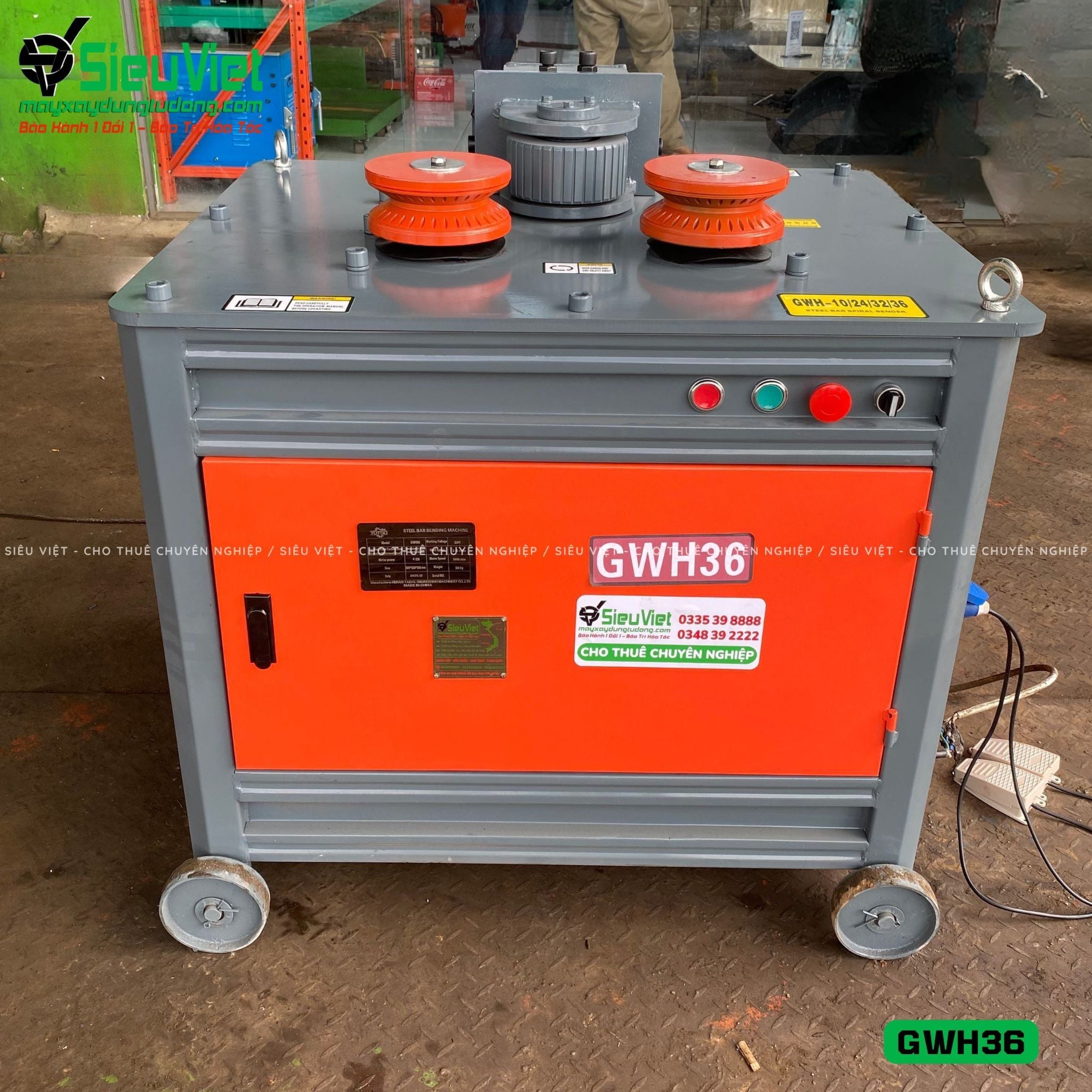 Thuê Tháng Máy uốn tròn sắt phi 12-28 GWH36 - Điện 380v, 3 Pha