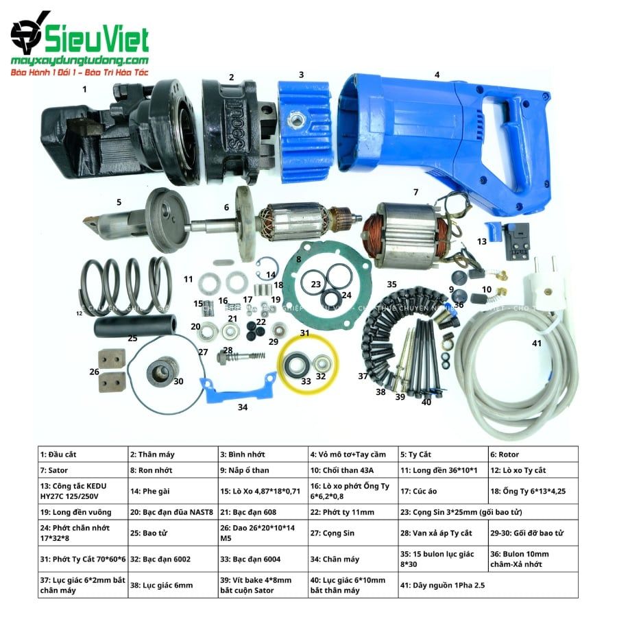 Tổng hợp phụ tùng máy cắt sắt thủy lực phi 16