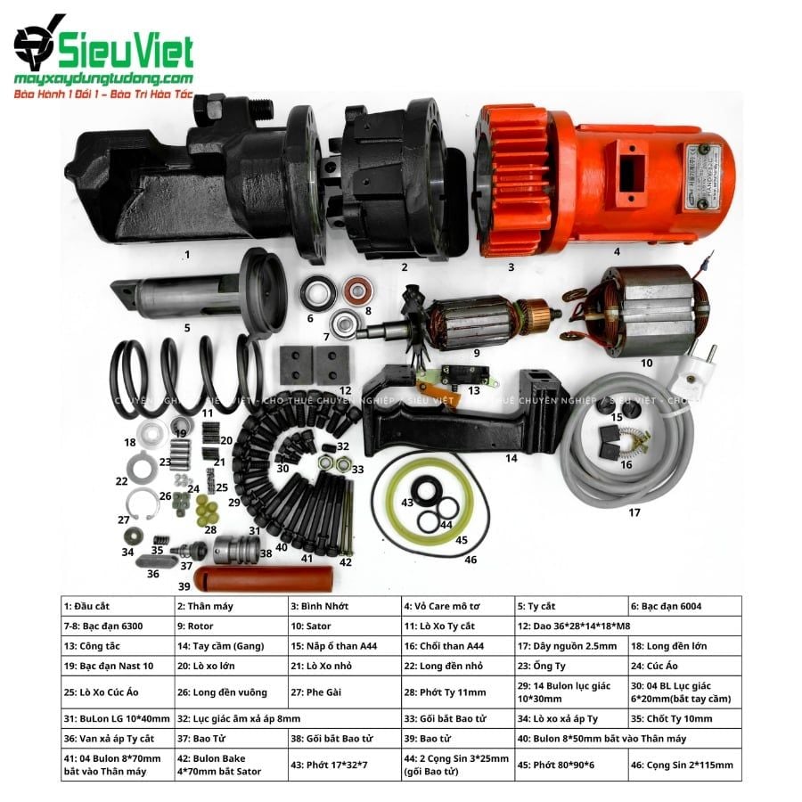 Tổng hợp phụ tùng máy cắt sắt thủy lực phi 32
