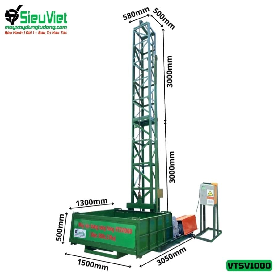 Cho thuê vận thăng Cao 3M 1000kg VTSV1000 - Điện 380v, 3 pha