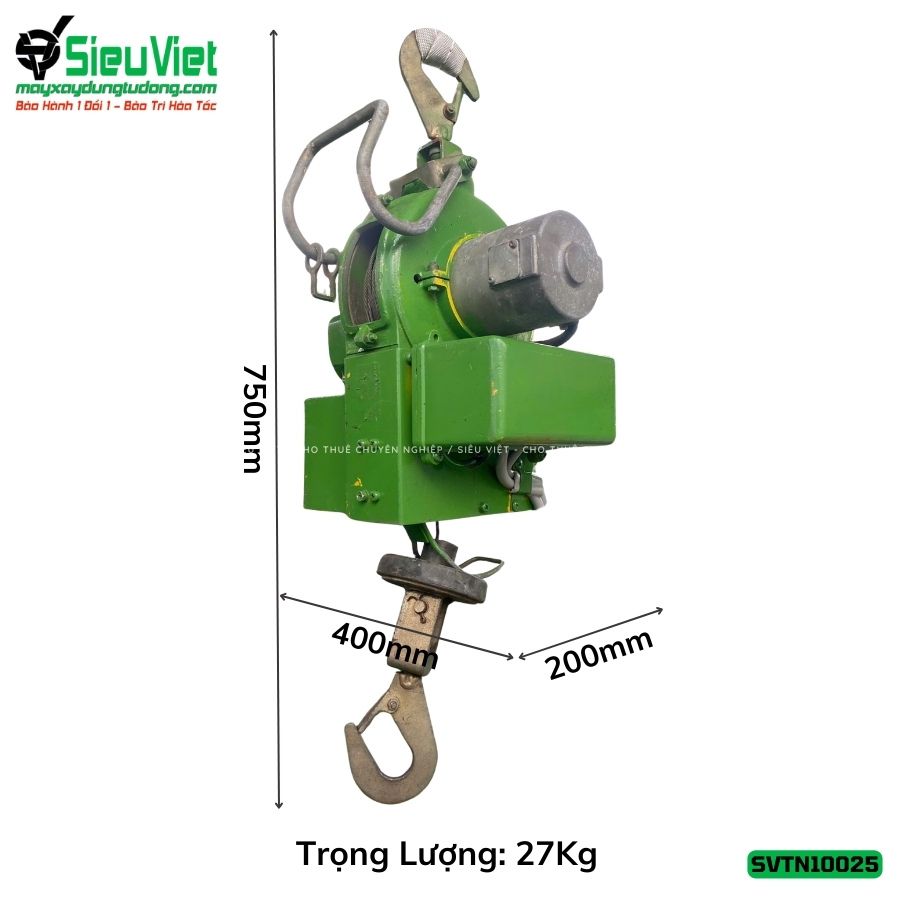 (Cũ) Tời treo tốc cao TN10025 Tải 100Kg Tốc 25m - Điện 220V, 1 pha