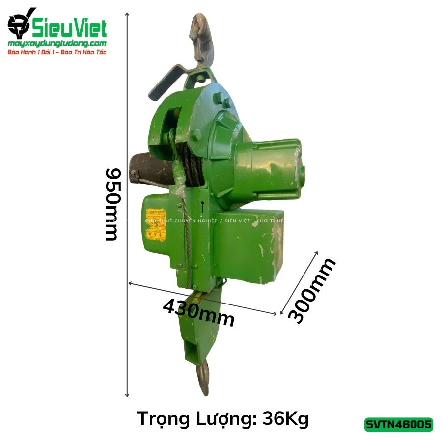 (Cũ) Tời treo tốc cao TN46005 Tải 460Kg Tốc 5m - Điện 220V, 1 pha