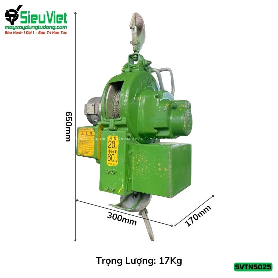 Thuê Ngày Tời treo tốc cao TN5025 Tải 50Kg Tốc 25m - Điện 220V, 1 pha