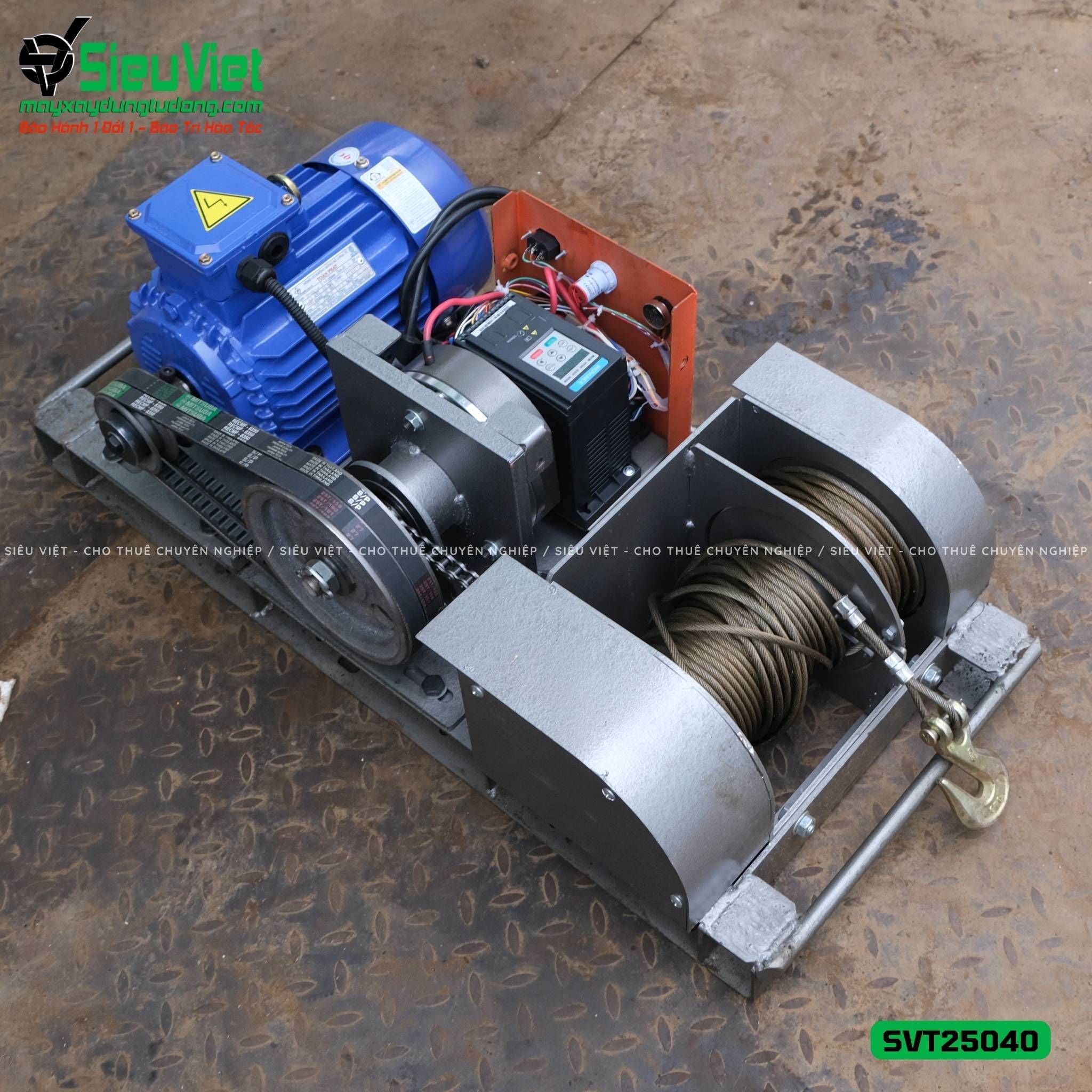 Máy tời tốc nhanh biến tần SVT25040 - 250Kg, 40m Cáp.
