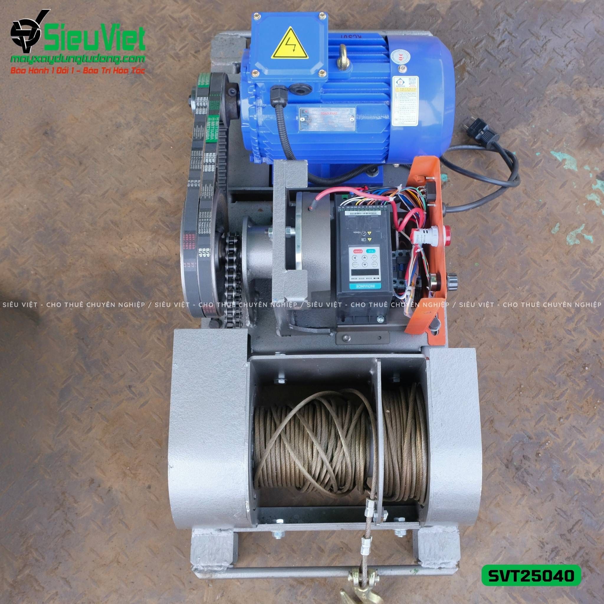 Máy tời tốc nhanh biến tần SVT25040 - 250Kg, 40m Cáp.