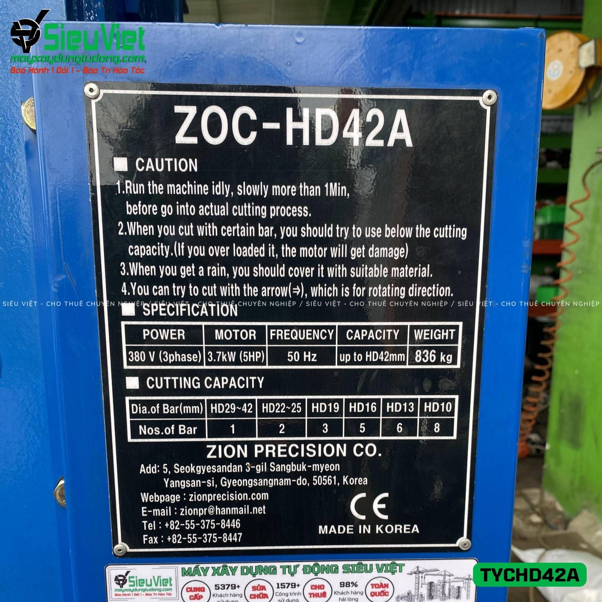 Máy cắt thép TYC-HD42A Taeyeon Hàn Quốc - Điện 380v, 3 Pha