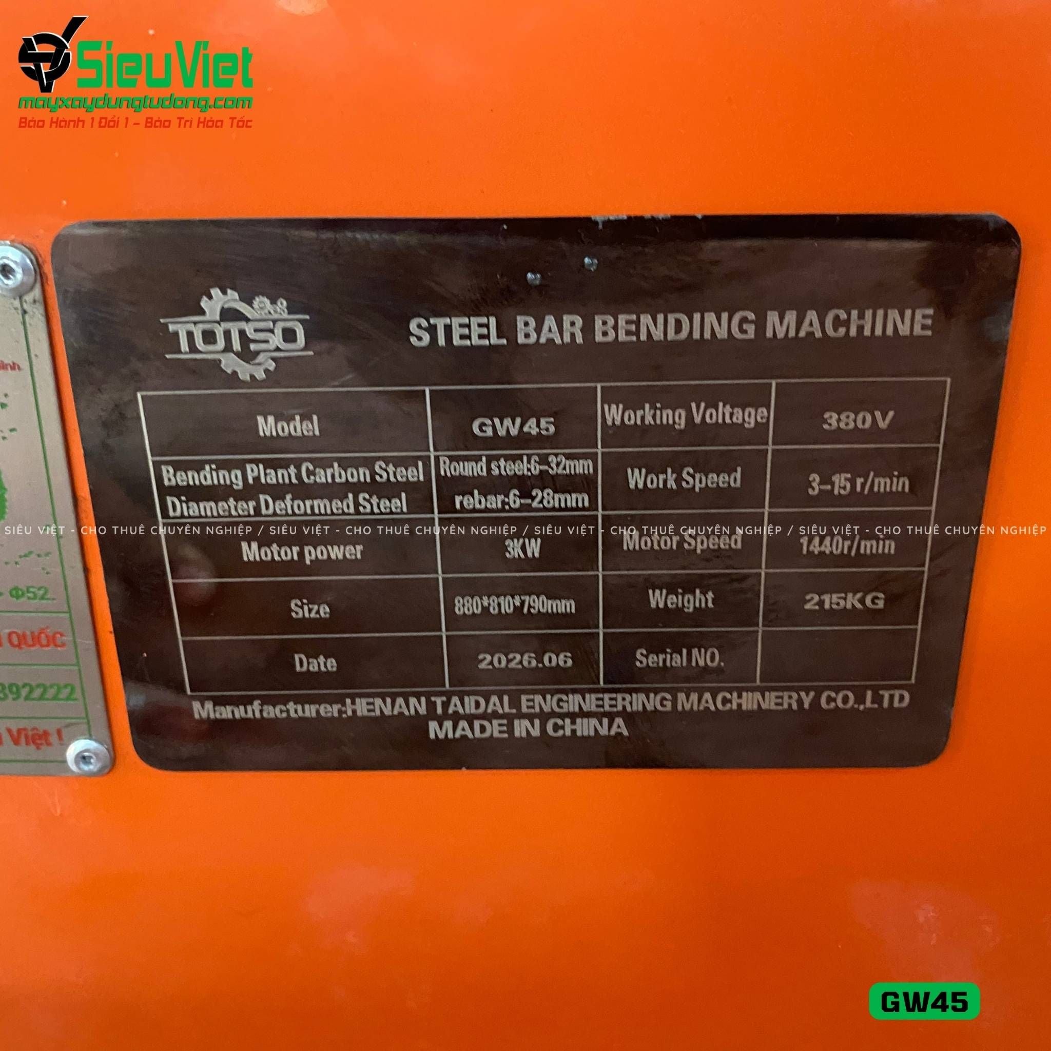 Máy uốn sắt GW45 Trung Quốc - Điện 380V, 3 Pha