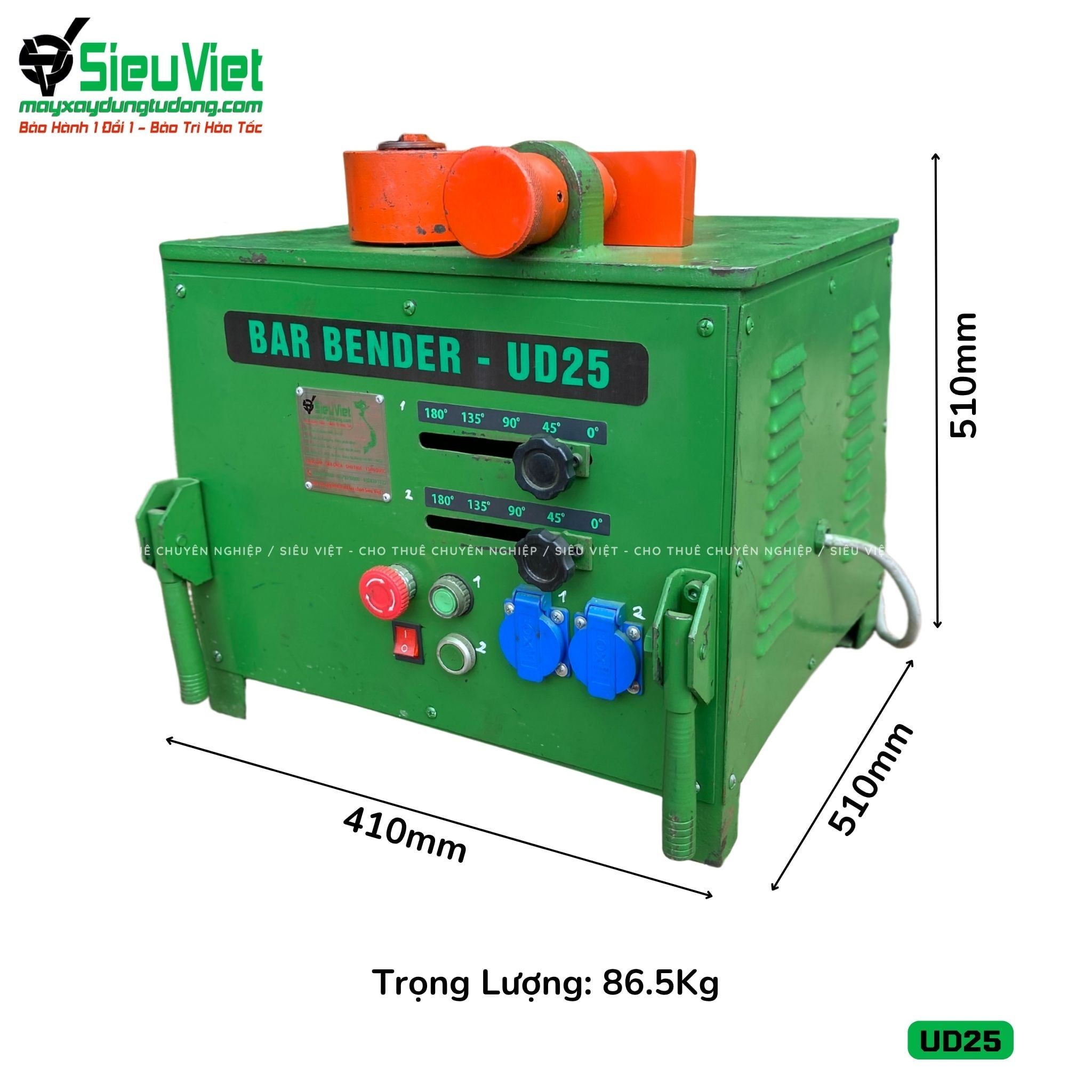 Thuê Ngày Máy uốn sắt phi 6-25mm UD25 Hàn Quốc - Điện 220V, 1 Pha
