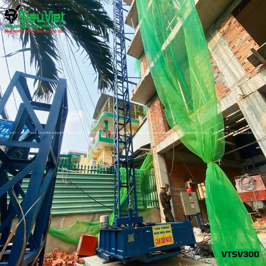 Cho thuê vận thăng Cao 18M 300kg VTSV300 - Điện 220v, Dân dụng