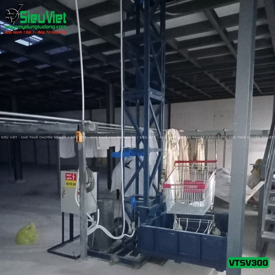 Cho thuê vận thăng Cao 6M 300kg VTSV300 - Điện 220v, Dân dụng