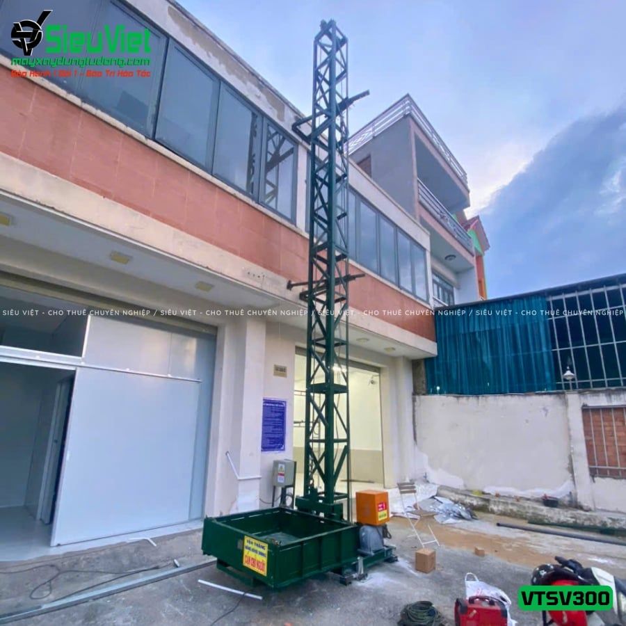 Cho thuê vận thăng Cao 8M 300kg VTSV300 - Điện 220v, Dân dụng