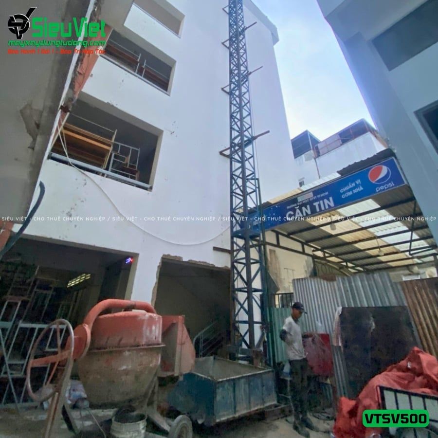 Cho thuê vận thăng Cao 24M 500kg VTSV500 - Điện 380v, 3 pha