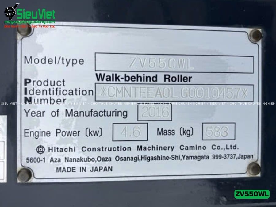 Xe lu rung dắt tay 600Kg Hitachi ZV550WL Nhật Bản (10457)