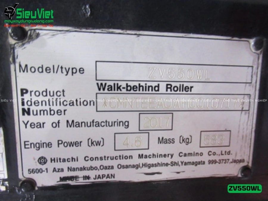Xe lu rung dắt tay 600Kg Hitachi ZV550WL Nhật Bản (10717)