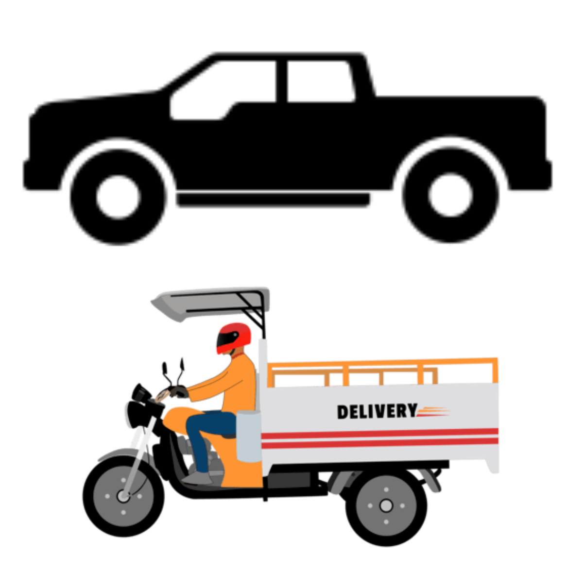 Phí vận chuyển xe ba gác hoặc bán tải - hàng hoá dưới 750kg