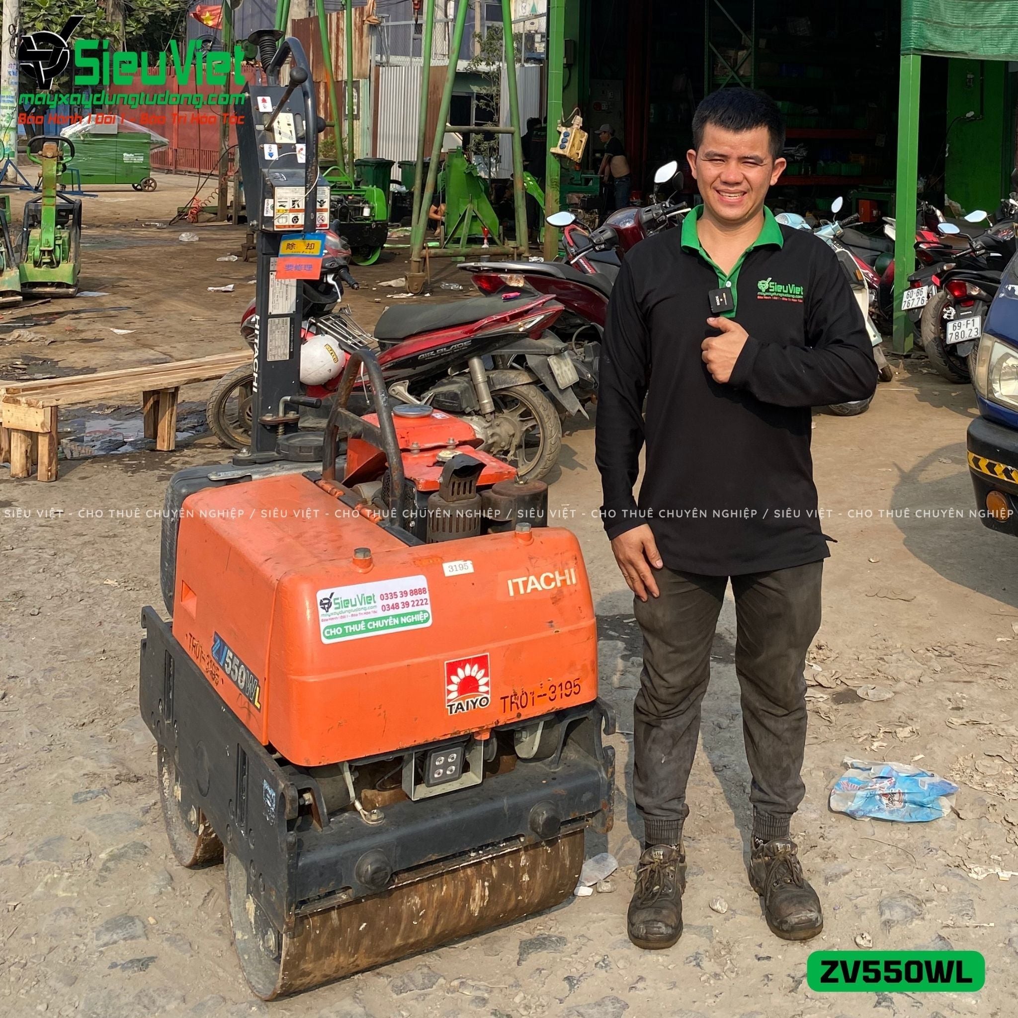 Xe lu rung dắt tay 583Kg Hitachi ZV550WL Nhật Bản (10193)