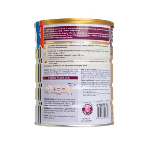 Sữa bột Abbott Glucerna hương vani 800g (dành cho người tiểu đường)