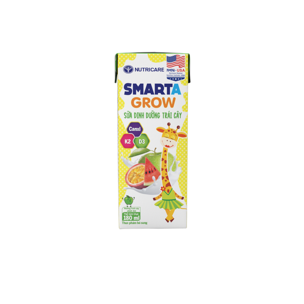 THÙNG Sữa dinh dưỡng trái cây Nutricare Smarta Grow hương trái cây nhiệt đới 180ml (12 lốc)