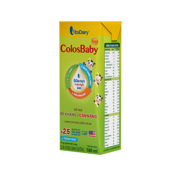 Sữa BPS ColosBaby Gold 180ml cho bé trên 1 tuổi (lốc 4 hộp, mẫu mới, hỗ trợ đề kháng, cân nặng)