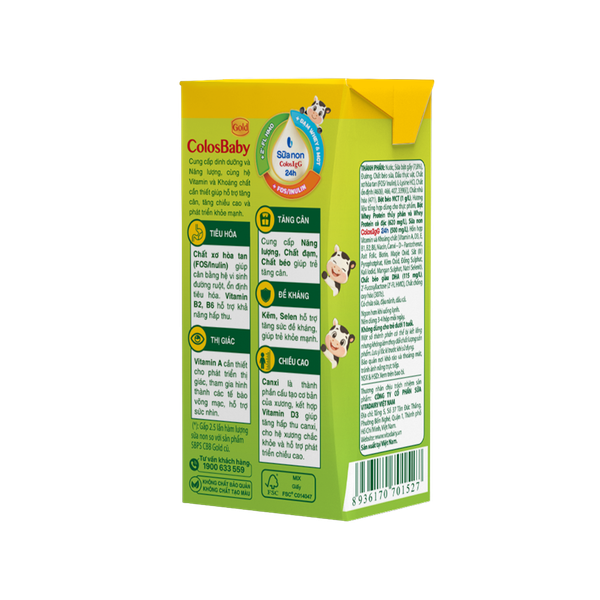 Sữa BPS ColosBaby Gold 110ml cho bé trên 1 tuổi (lốc 4 hộp, mẫu mới, hỗ trợ đề kháng, cân nặng)